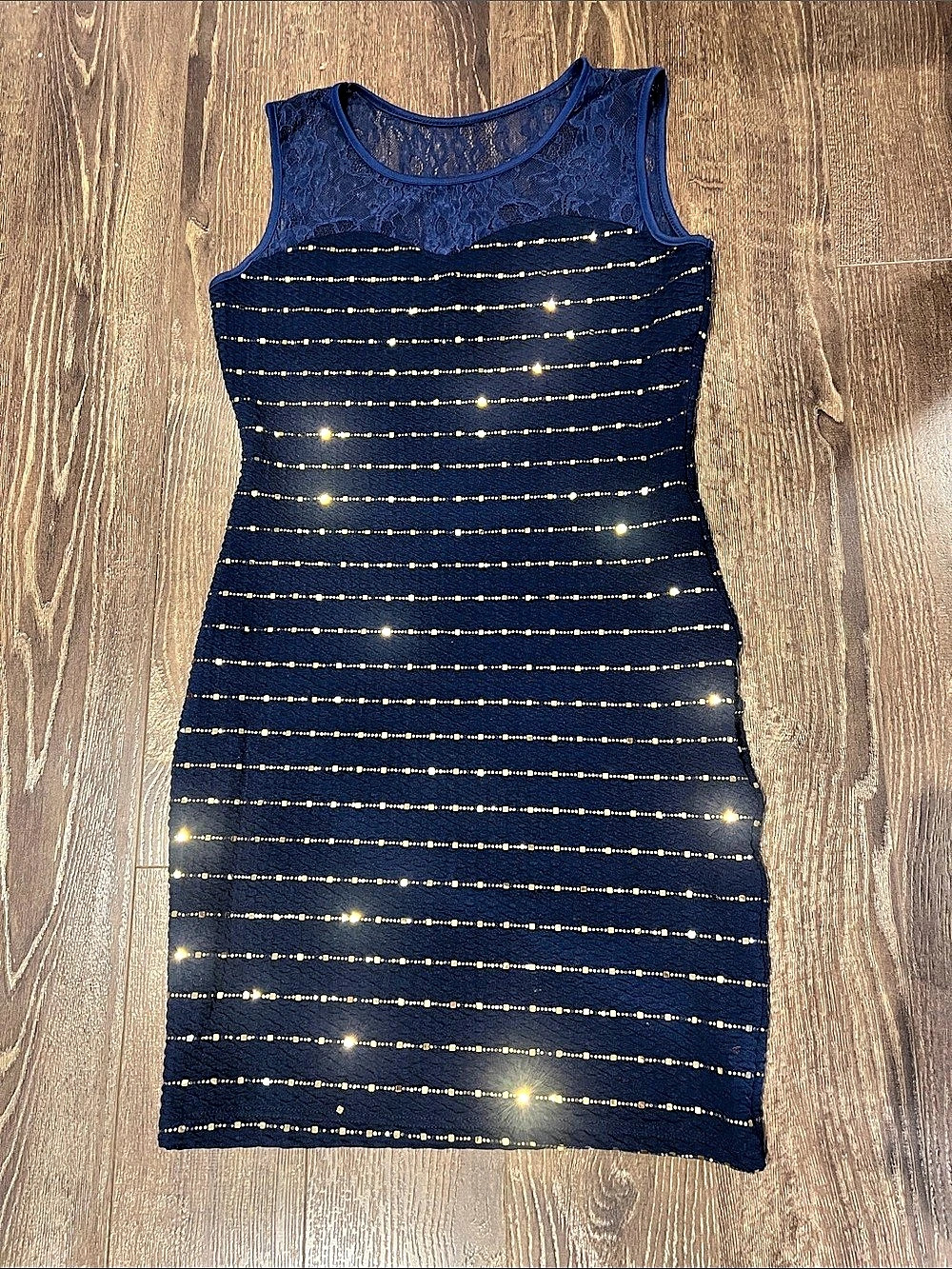 Blue Striped Lace Mini Dress Like New